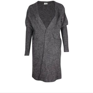 Acne Studios XS Charcoal Gray Raya Long Mohair Cardigan Sweater jacket